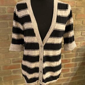 Black and Gray Striped Cardigan